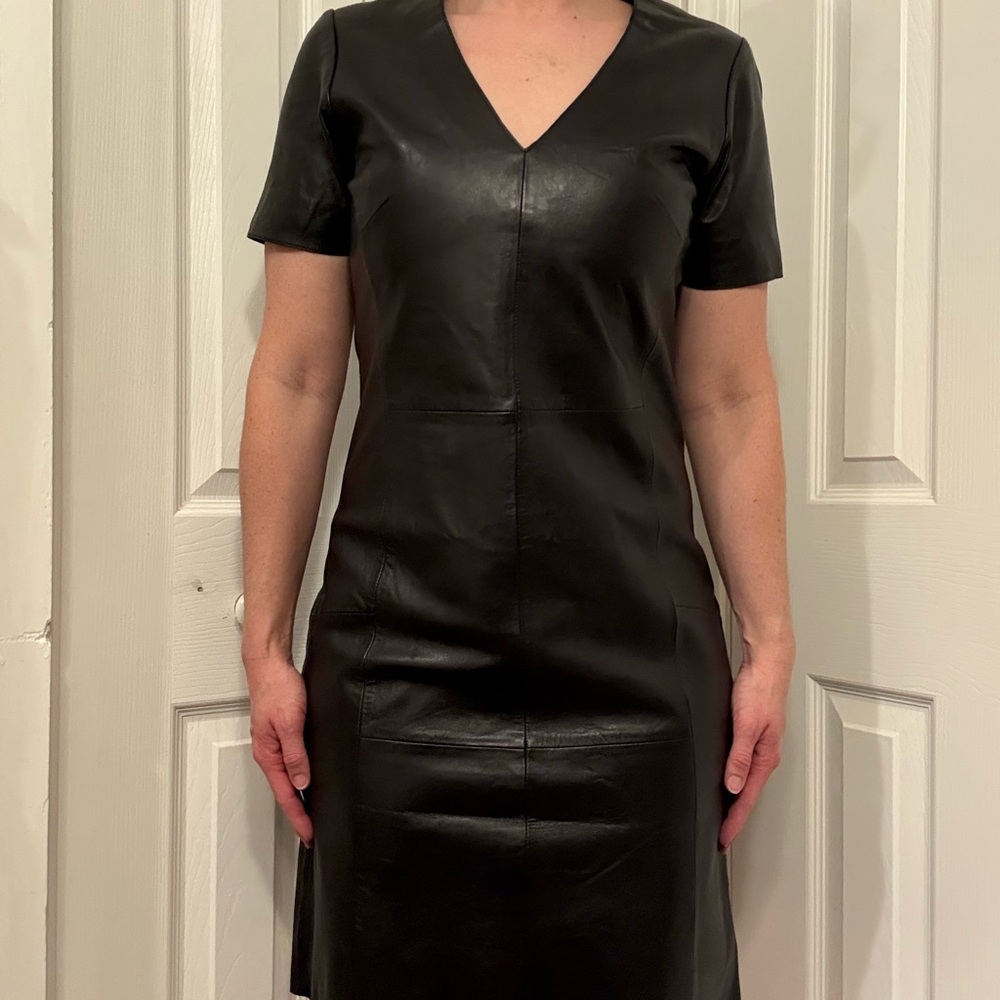 Bod & Christensen Leather Short Sleeve Fitted Dress - Picture 13 of 15